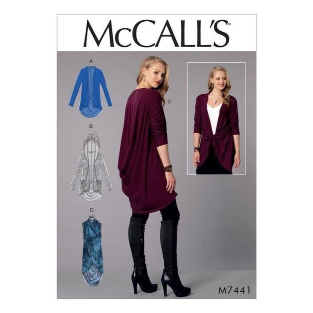 McCalls Sewing Pattern MP283 Jacket Vest Misses Size L-XXL Open Tie Front Drape